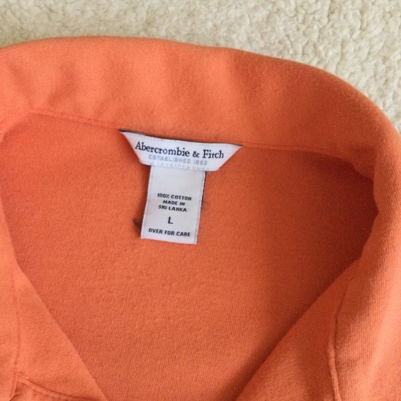 Vintage Abercrombie Polo 3/4 Sleeve Orange - Sz Large - Picture 8 of 8